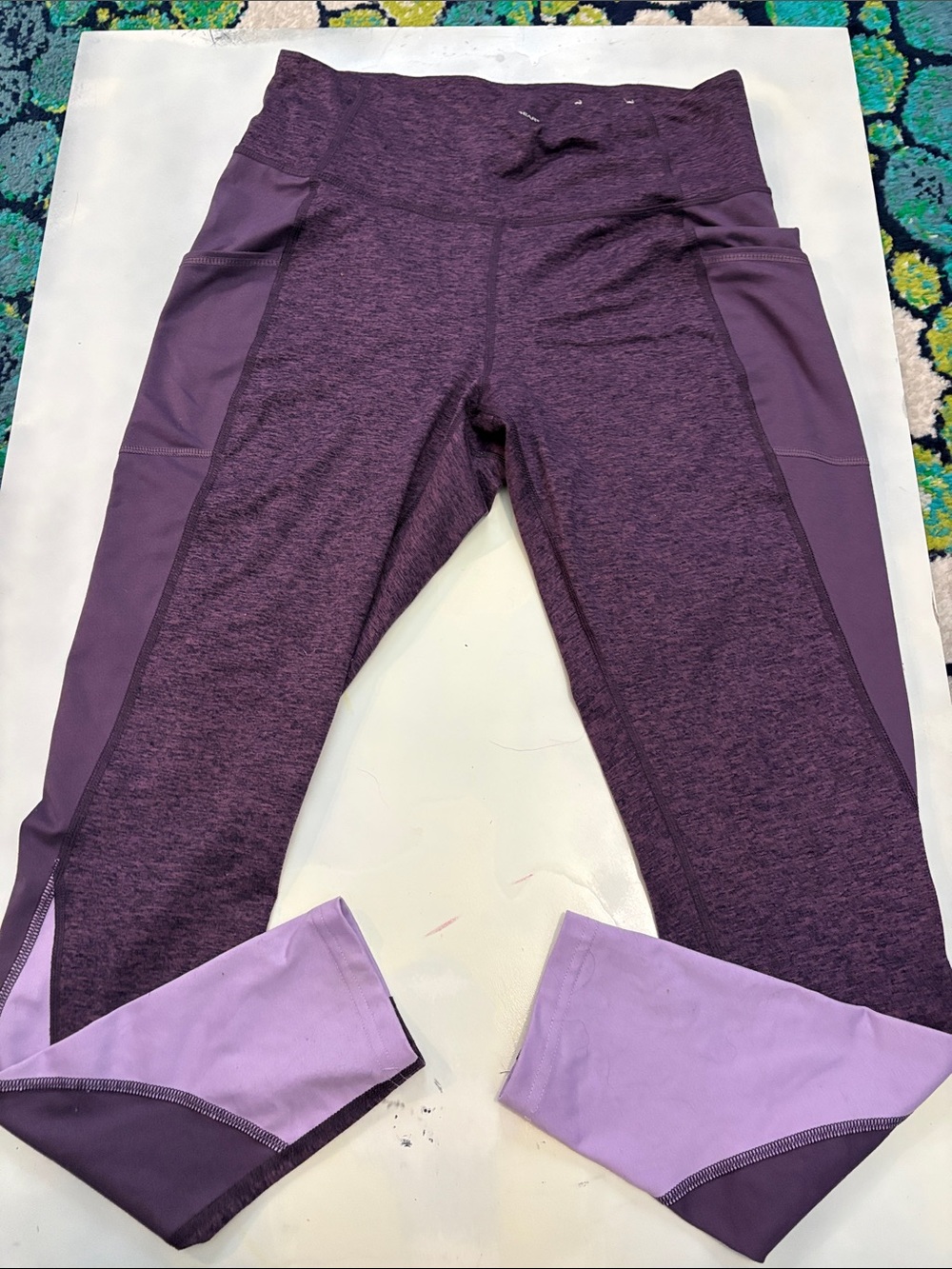 tek gear Two-Tone Purple Active Leggings with Side Pockets